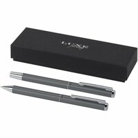 Lucetto Set mit Kugelschreiber und Tintenroller aus recyceltem Aluminium schwarze Mine