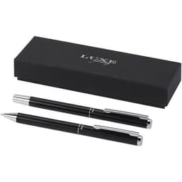Lucetto Set mit Kugelschreiber und Tintenroller aus recyceltem Aluminium (schwarze Mine) – Bild 1