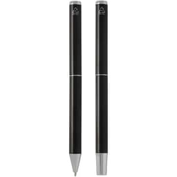 Lucetto Set mit Kugelschreiber und Tintenroller aus recyceltem Aluminium (schwarze Mine) – Bild 5