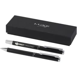 Lucetto Set mit Kugelschreiber und Tintenroller aus recyceltem Aluminium (schwarze Mine) – Bild 2