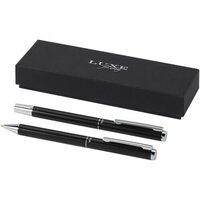 Lucetto Set mit Kugelschreiber und Tintenroller aus recyceltem Aluminium schwarze Mine