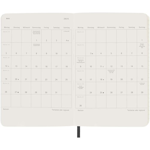 Moleskine Softcover 12 Monate Wochenkalender, Pocket-Format – Deutsch