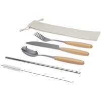 Root 5teiliges Besteckset aus Edelstahl und Buchenholz