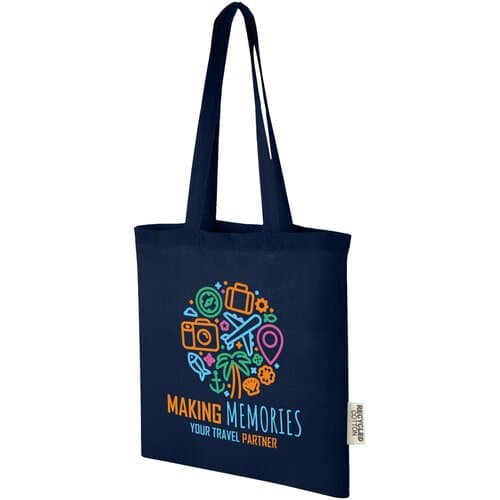 Madras 140 g/m² Baumwoll Tragetasche aus GRS recycelter Baumwolle, 7L