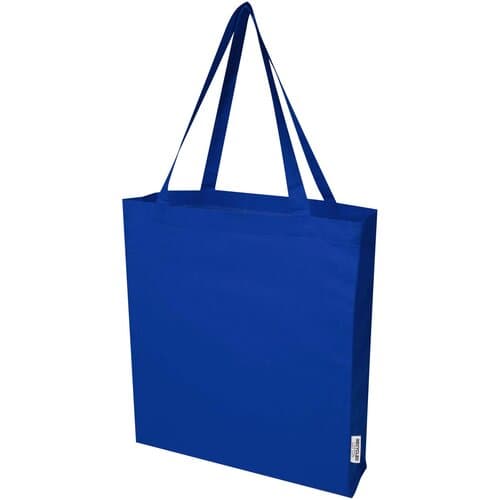 Madras 140 g/m² Baumwoll Tragetasche mit Seitenfalten aus GRS recycelter Baumwolle 12L