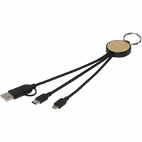 Tecta  6in1 Ladekabel mit Schlüsselring aus recyceltem Kunststoff und Bambus