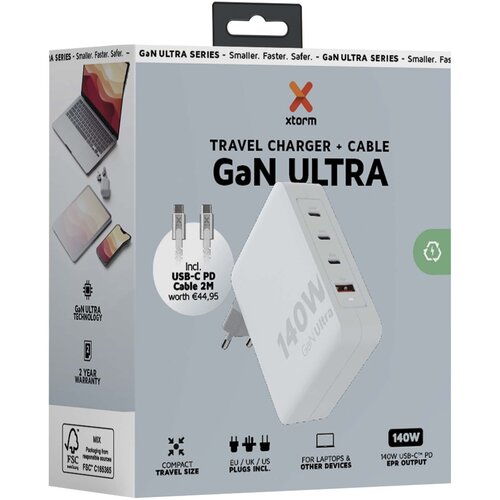 Xtorm XVC2140 GaN Ultra 140 W Reiseladegerät mit 240 W USB-C PD-Kabel
