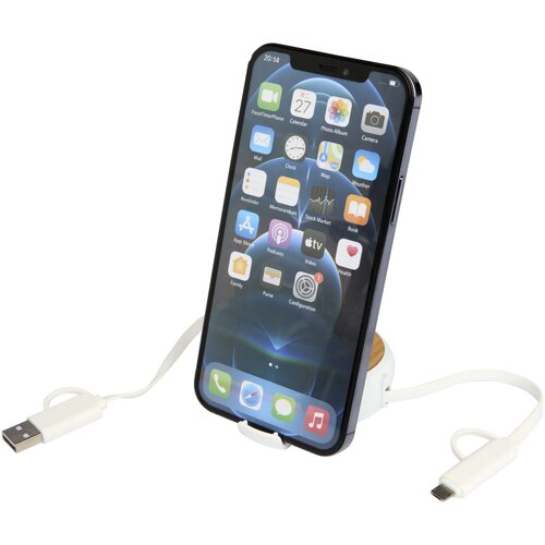 Chechia 100cm 5-in-1 Kabel aus recyceltem Kunststoff, einziehbar, für Datenübertragung und 45W Schnellladung mit Bambusdetails