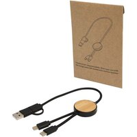 Chechia 30 cm 5-in-1 Kabel aus recyceltem Kunststoff für Datenübertragung und 27W Schnellladung mit Bambusdetails