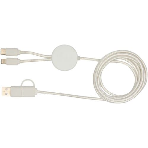 Chechia 150 cm 5-in-1 Kabel aus recyceltem Kunststoff für Datenübertragung und 27W Schnellladung mit Bambusdetails