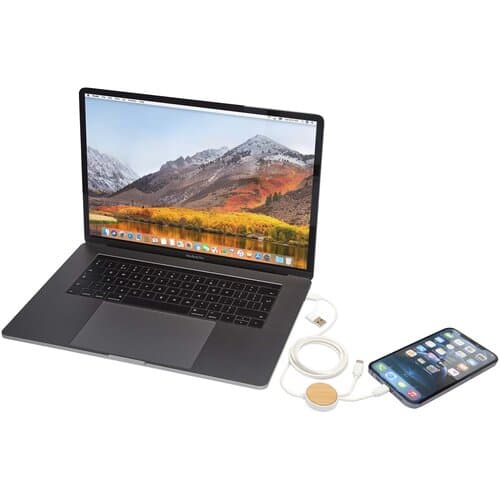 Chechia 150 cm 5-in-1 Kabel aus recyceltem Kunststoff für Datenübertragung und 27W Schnellladung mit Bambusdetails