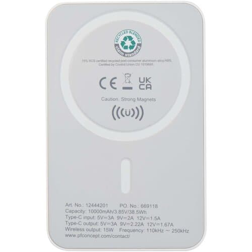 Acrab 15 W 10.000 mAh magnetische kabellose Powerbank mit 20 W PD aus recyceltem Kunststoff