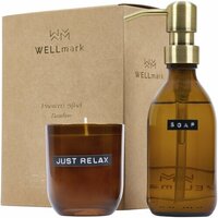 Wellmark Discovery Seifenspender und Duftkerze BambusSet 200 ml Spender und 150 g Duftkerze