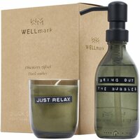 Wellmark Discovery Seifenspender und Duftkerze dunkler BernsteinSet 200 ml Seifenspender und 150 g Duftkerze