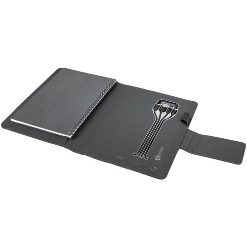 SCX.design O16 A5 Notizbuch mit Powerbank und Leuchtlogo