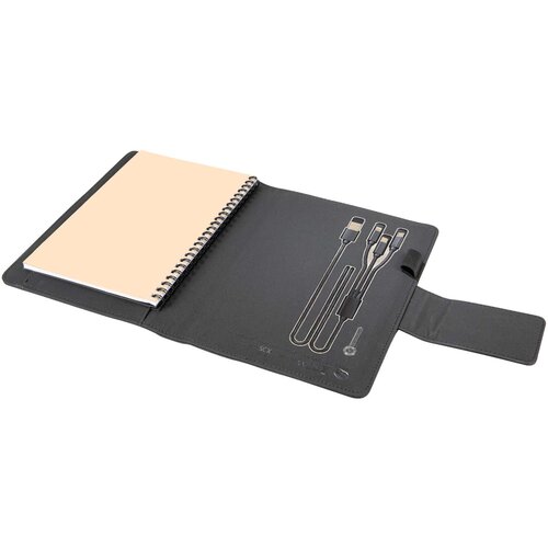 SCX.design O16 A5 Notizbuch mit Powerbank und Leuchtlogo
