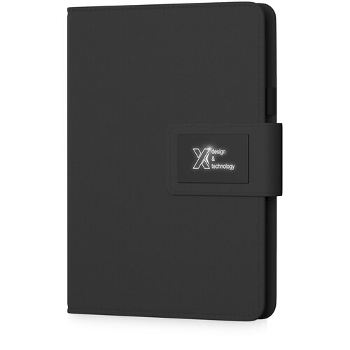 SCX.design O16 A5 Notizbuch mit Powerbank und Leuchtlogo