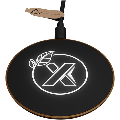 SCX.design W13 kabellose Ladestation aus Holz mit Leuchtlogo