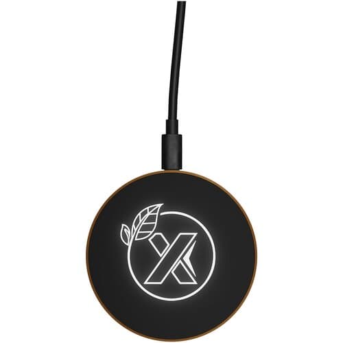 SCX.design W13 kabellose Ladestation aus Holz mit Leuchtlogo