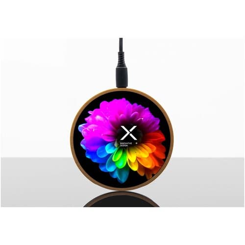 SCX.design W13 kabellose Ladestation aus Holz mit Leuchtlogo