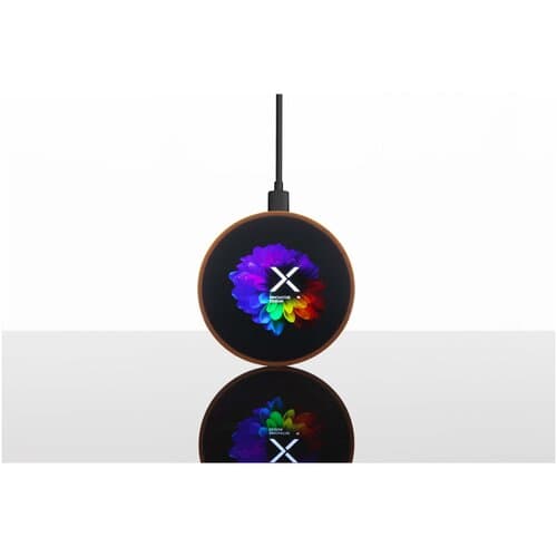 SCX.design W13 kabellose Ladestation aus Holz mit Leuchtlogo