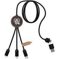 SCXdesign C37 40W 5in1 rPET Ladekabel in rundem Bambusgehäuse mit Leuchtlogo