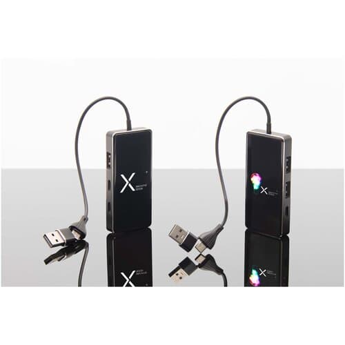 SCX.design H20 8-in-1 USB-Hub mit dualem Eingang und 6 Ports und Leuchtlogo