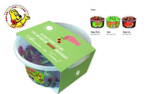 HARIBO Runddosen mit Kartonbanderole