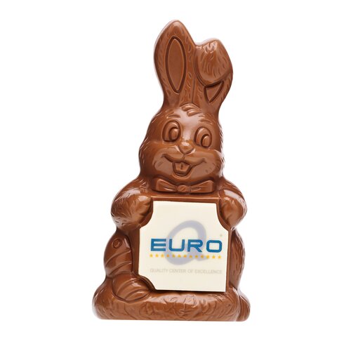 Osterhase mit Schokoschild