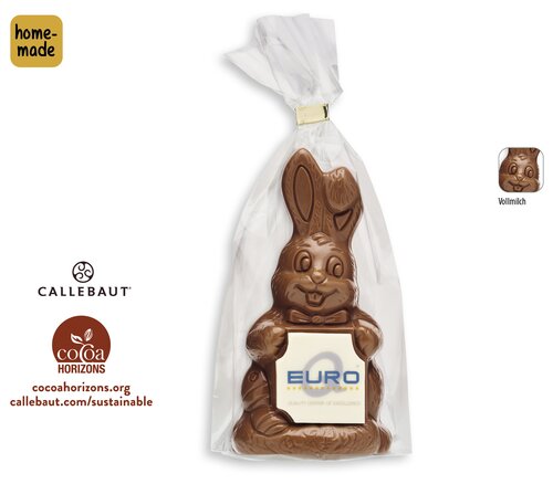 Osterhase mit Schokoschild