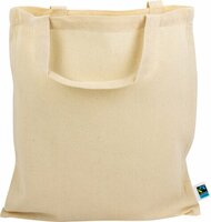 Fairtrade Baumwolltasche mit kurzen Griffen  140 gm  22 x 26 cm