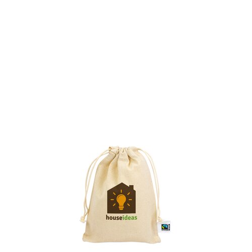 Fairtrade Baumwollbeutel mit doppeltem Kordelzug - 140 g/m² - 15 x 20 cm