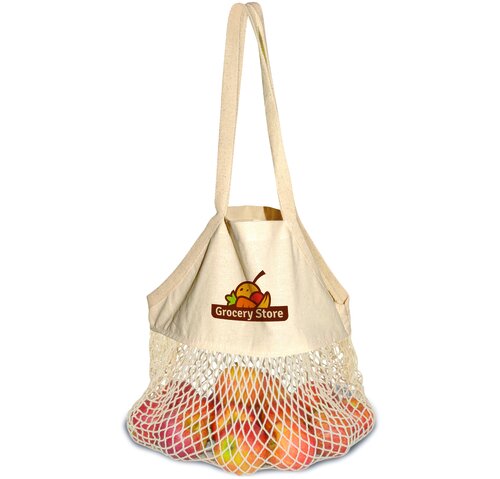 Baumwolltasche zweiseitigem Baumwoll-Netz und 2 lange Griffe - 190 g/m² - 35 x 41 cm