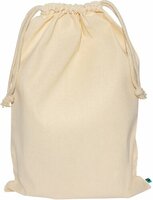 Fairtrade Baumwollbeutel mit einseitigem NylonNetz und doppeltem Kordelzug  140 gm  40 x 50 cm