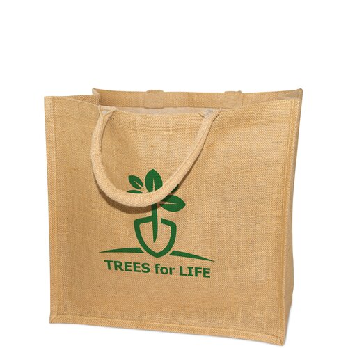 Jute-Tasche mit zwei kurzen Rundgriffen - 45 x 21 x 39 cm
