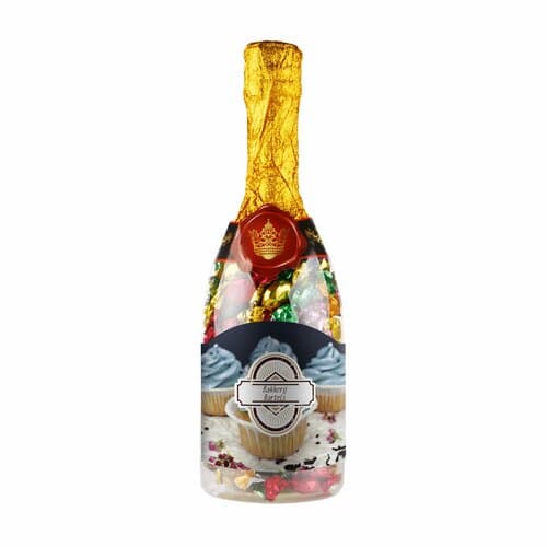 Champagnerflasche mit Metallic Sweets