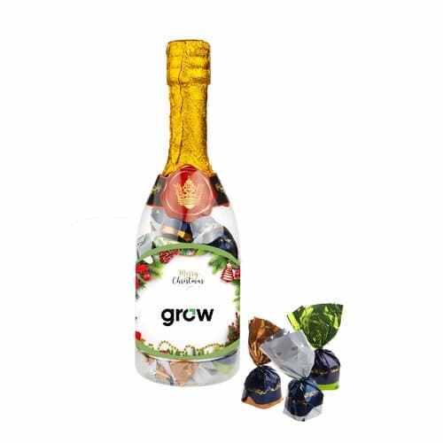 Champagnerflasche mit Schokoladen Pralinen