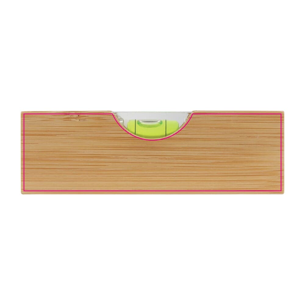Flaschenöffner-Wasserwaage aus Bambus – Druckbeispiel Lasergravur, 1-farbig, 35 x 117 mm - Vorderseite
