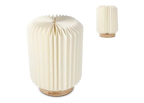 Coollux faltbare Papier LED-Lampe Aurora auf Holzsockel, 22cm