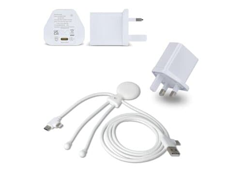 2090 - Xoopar Mr. Bio Langes Ladekabel + UK Stecker Adapter