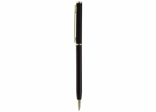 Metallkugelschreiber Slim mit Gold Applikation