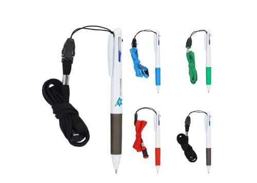 3-Farben-Stift mit Griffzone und Schlüsselband