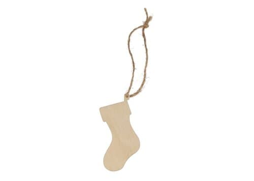 Strumpfförmiges Weihnachtsornament aus Holz