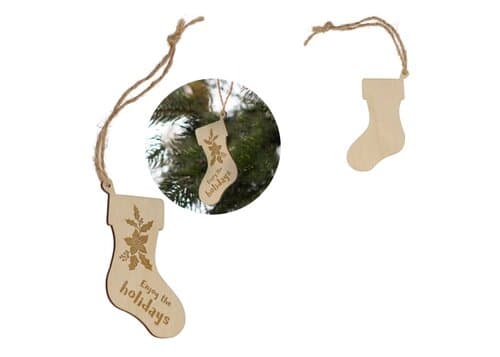 Strumpfförmiges Weihnachtsornament aus Holz