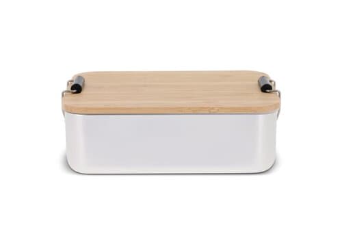 Lunchbox aus Aluminium mit Bambusdeckel