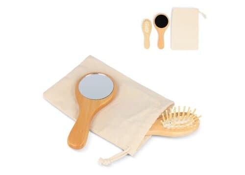 Schima superba Holz Pinsel &amp; Spiegel Set