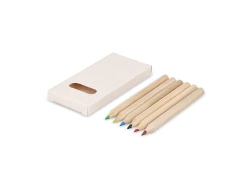 6 Buntstifte in einer Schachtel aus recyceltem Milchkarton