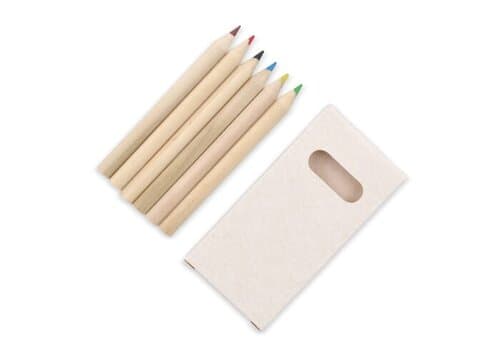 6 Buntstifte in einer Schachtel aus recyceltem Milchkarton