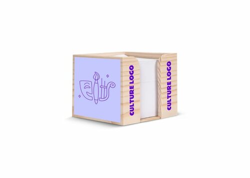 Zettelblock aus Holz, recycelt 10x10x8.5cm