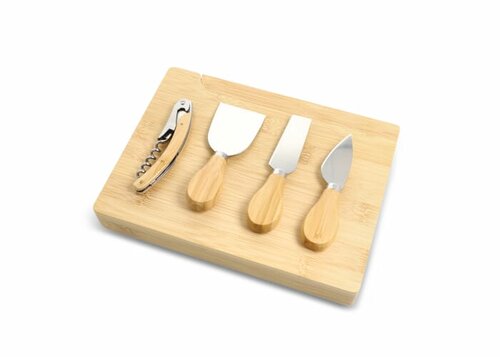 4er-Set für Käse und Wein aus Bambus